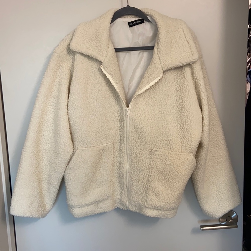 PrettyLittleThing White Teddy Shearling Borg Jacket